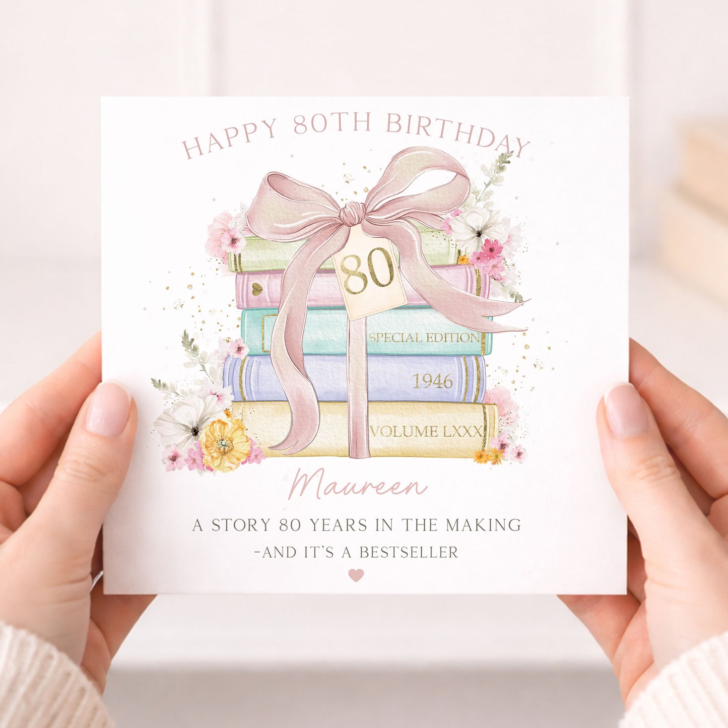 Personalised 80th Birthday Card Book Lover