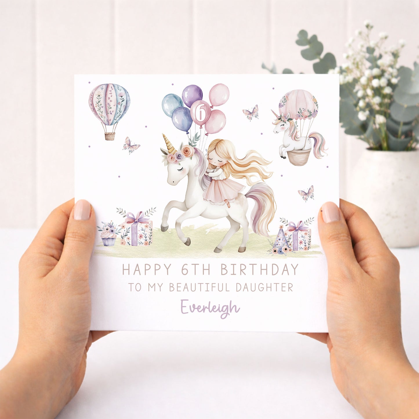 Personalised Girl's Princess and Unicorn Birthday Wrapping Paper