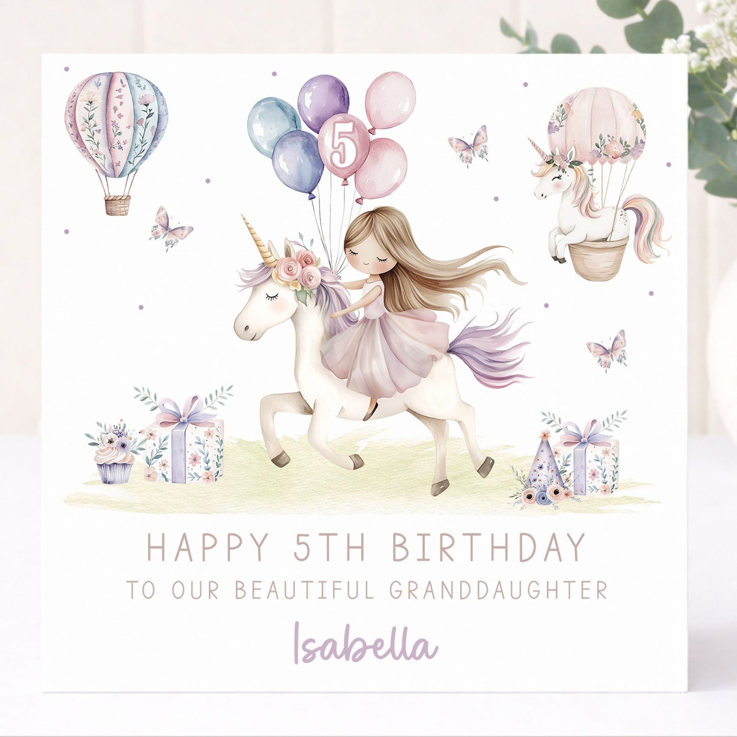Personalised Girl's Princess and Unicorn Birthday Wrapping Paper