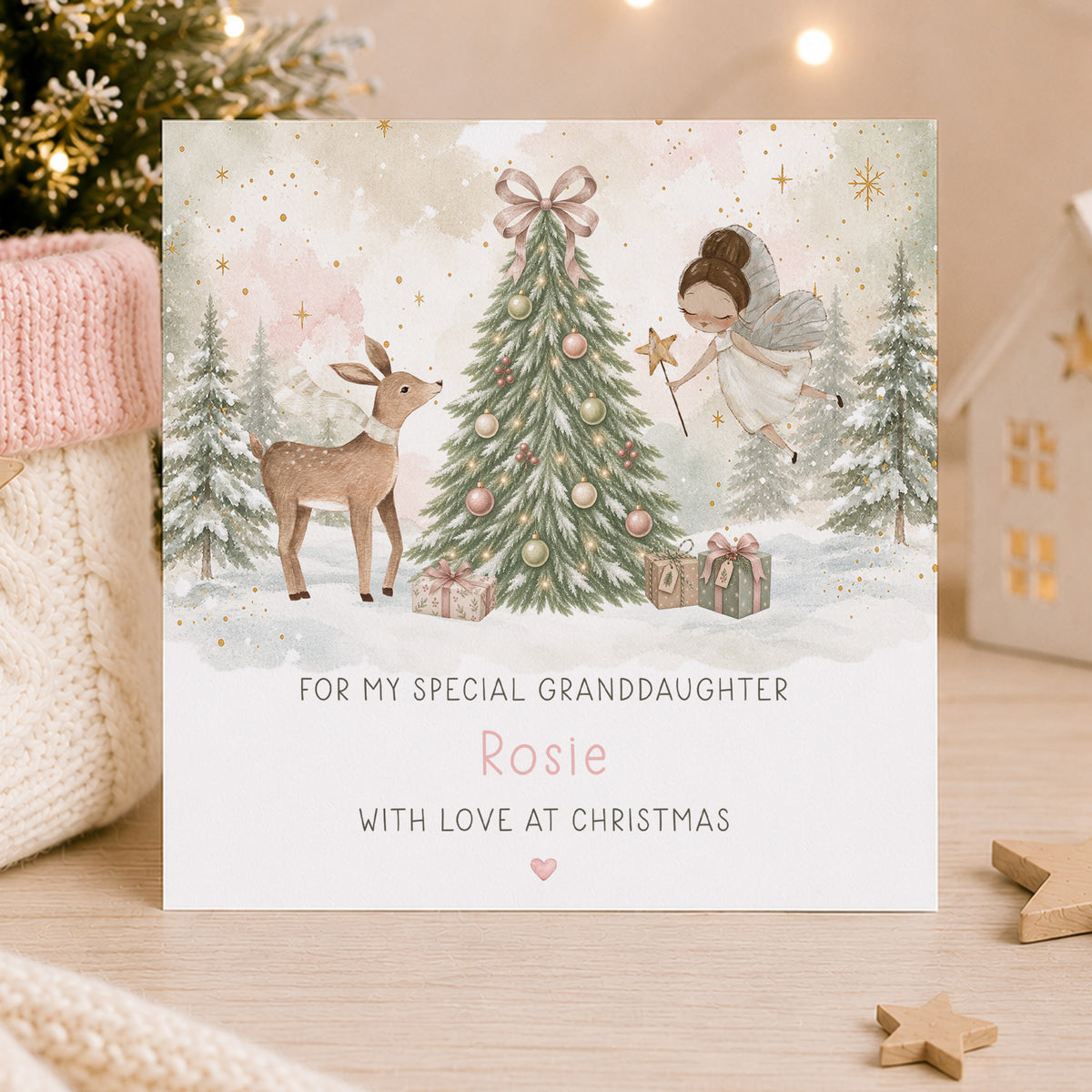Personalised Fairy Christmas Card for Girls