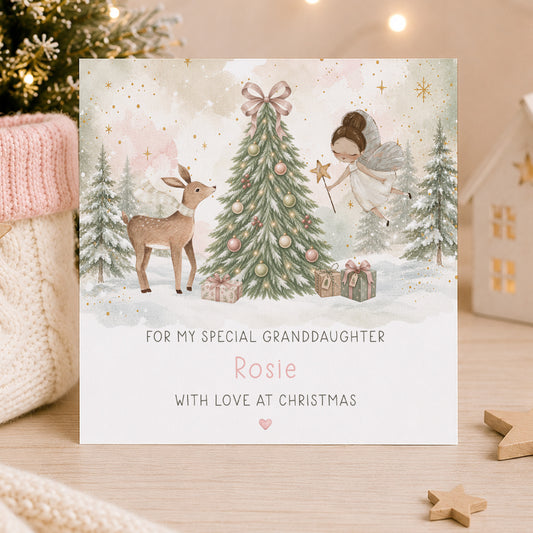 Personalised Fairy Christmas Card for Girls