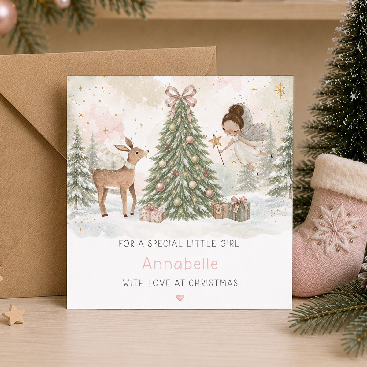 Personalised Fairy Christmas Card for Girls