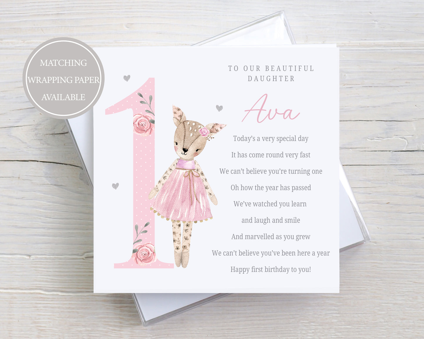 Personalised Girl's 1st Birthday Card