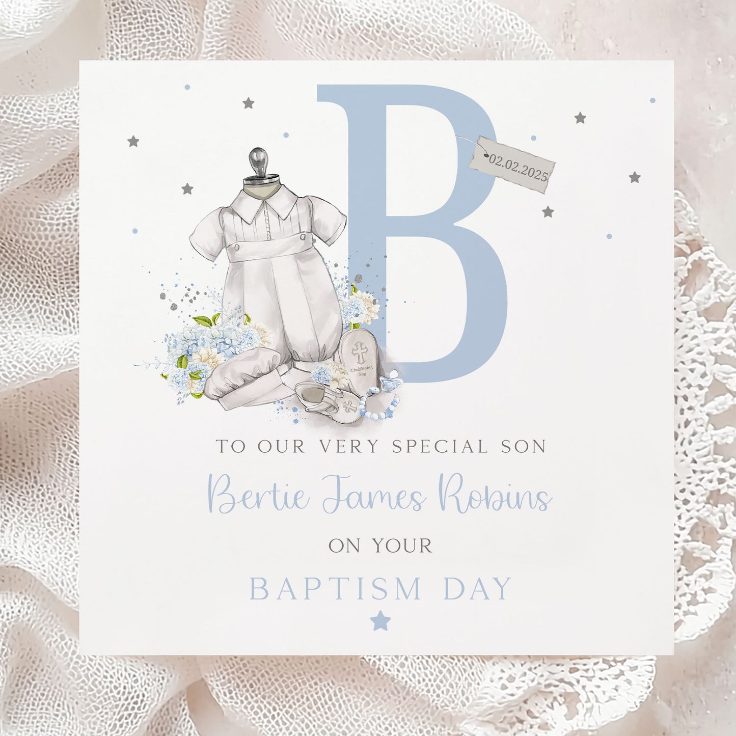 Personalised Boy's Christening Baptism Card