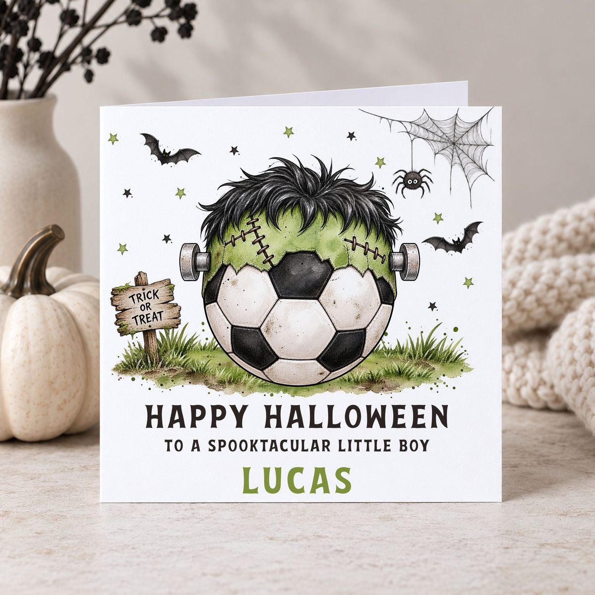 Personalised Son Halloween Card – Frankenstein Football
