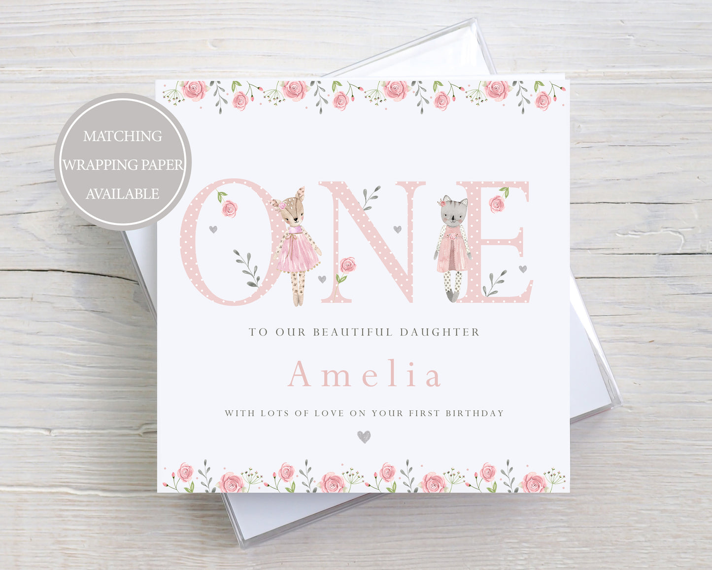 Personalised Girl's 1st Birthday Card