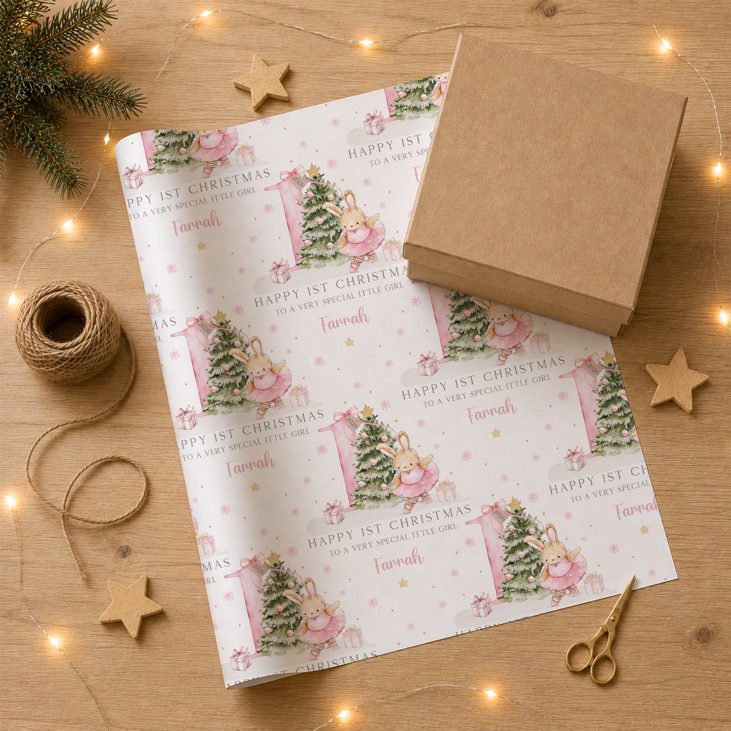 Personalised Daughter First Christmas Card – Ballerina Bunny