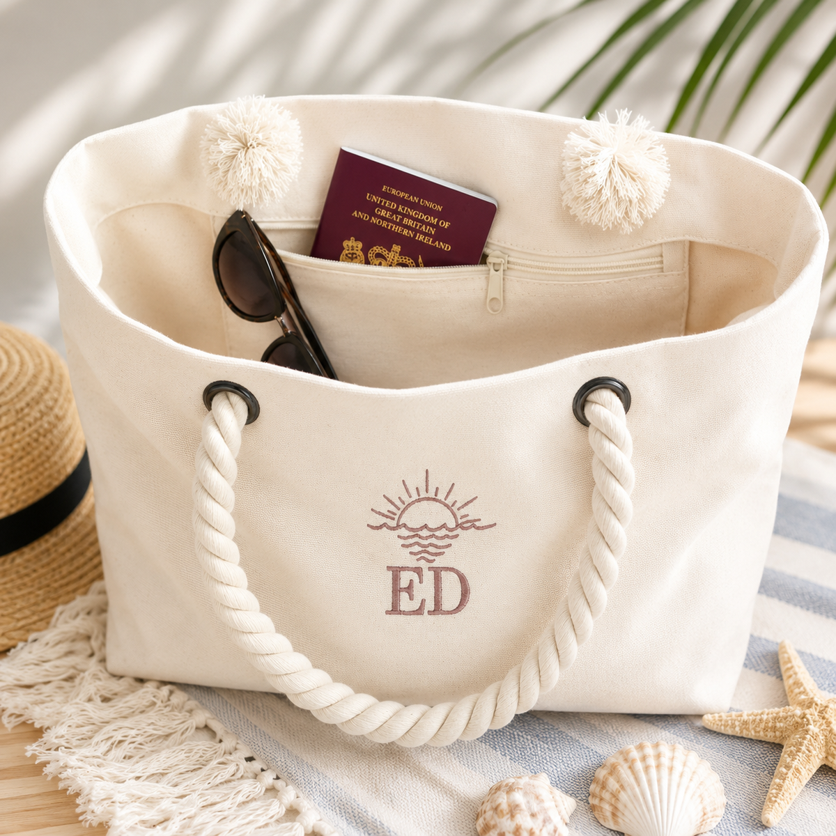 Personalised Embroidered Beach Bag