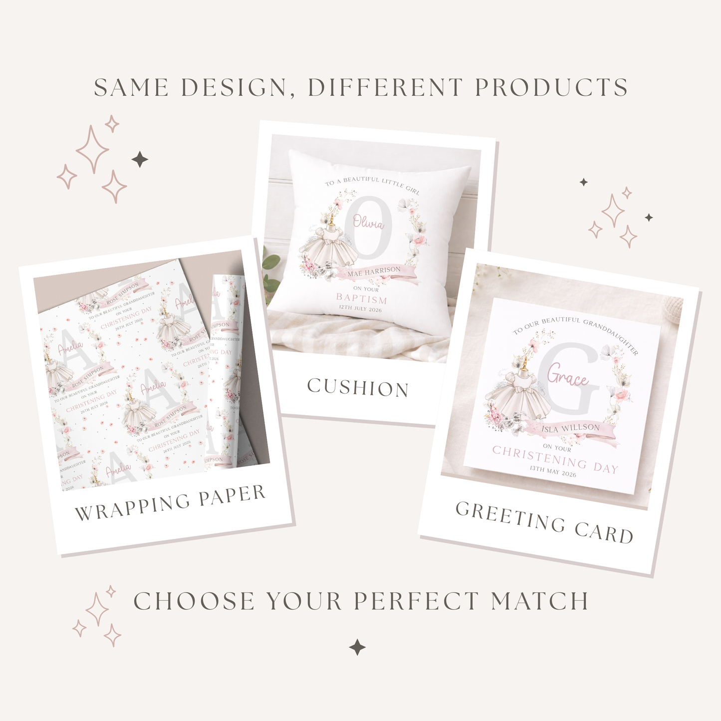 Personalised Floral Dress Christening Baptism Cushion