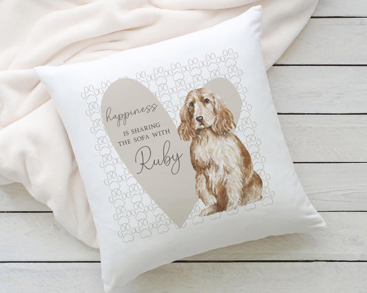 Personalised Sharing the Sofa with Cocker Spaniel Cushion