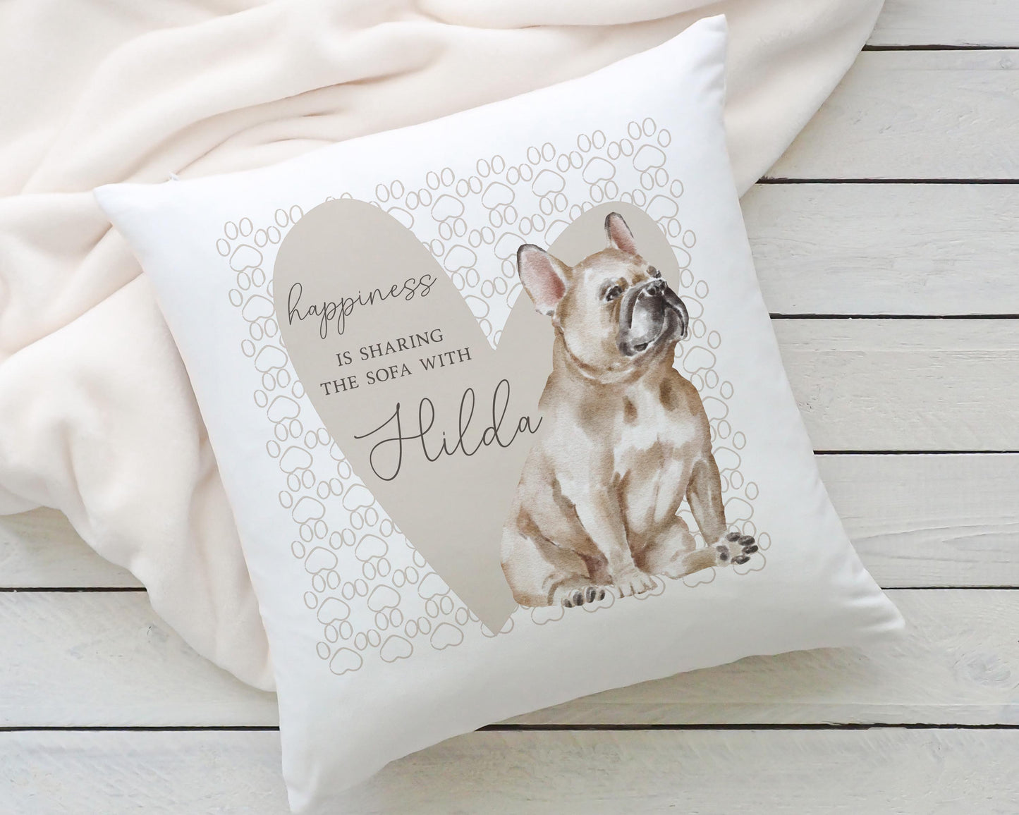 Personalised Sharing the Sofa with French Bulldog Cushion