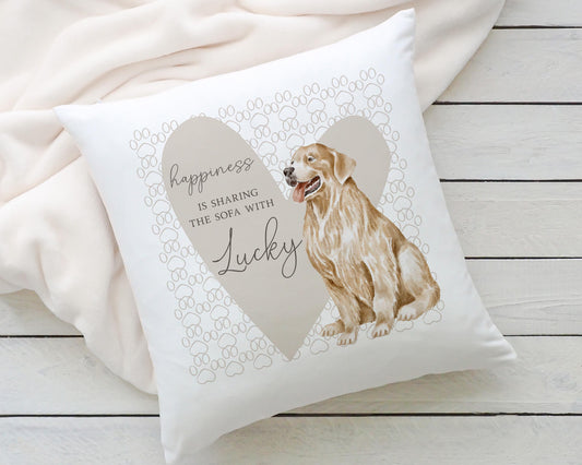 Personalised Sharing the Sofa with Golden Retriever Cushion