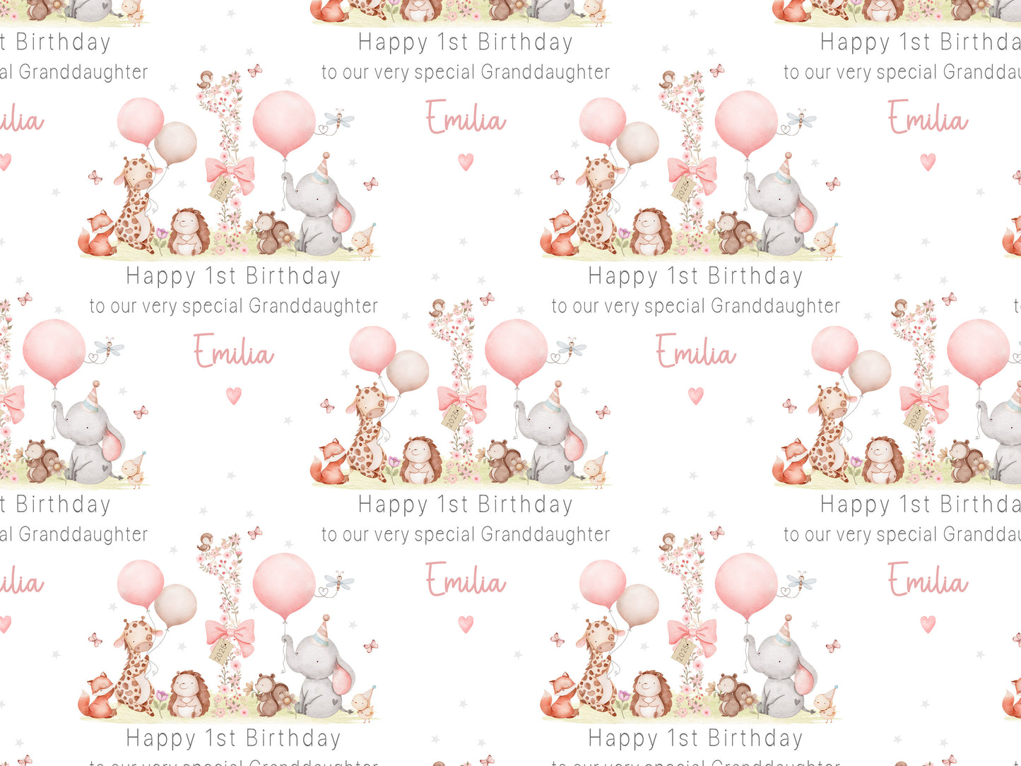 Personalised Girl's 1st Birthday Gift Wrapping Paper