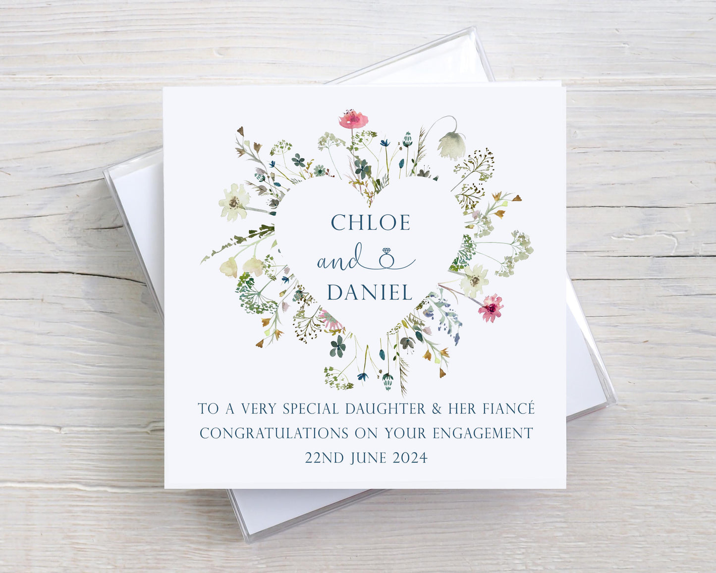 Personalised Wildflower Heart Engagement Card