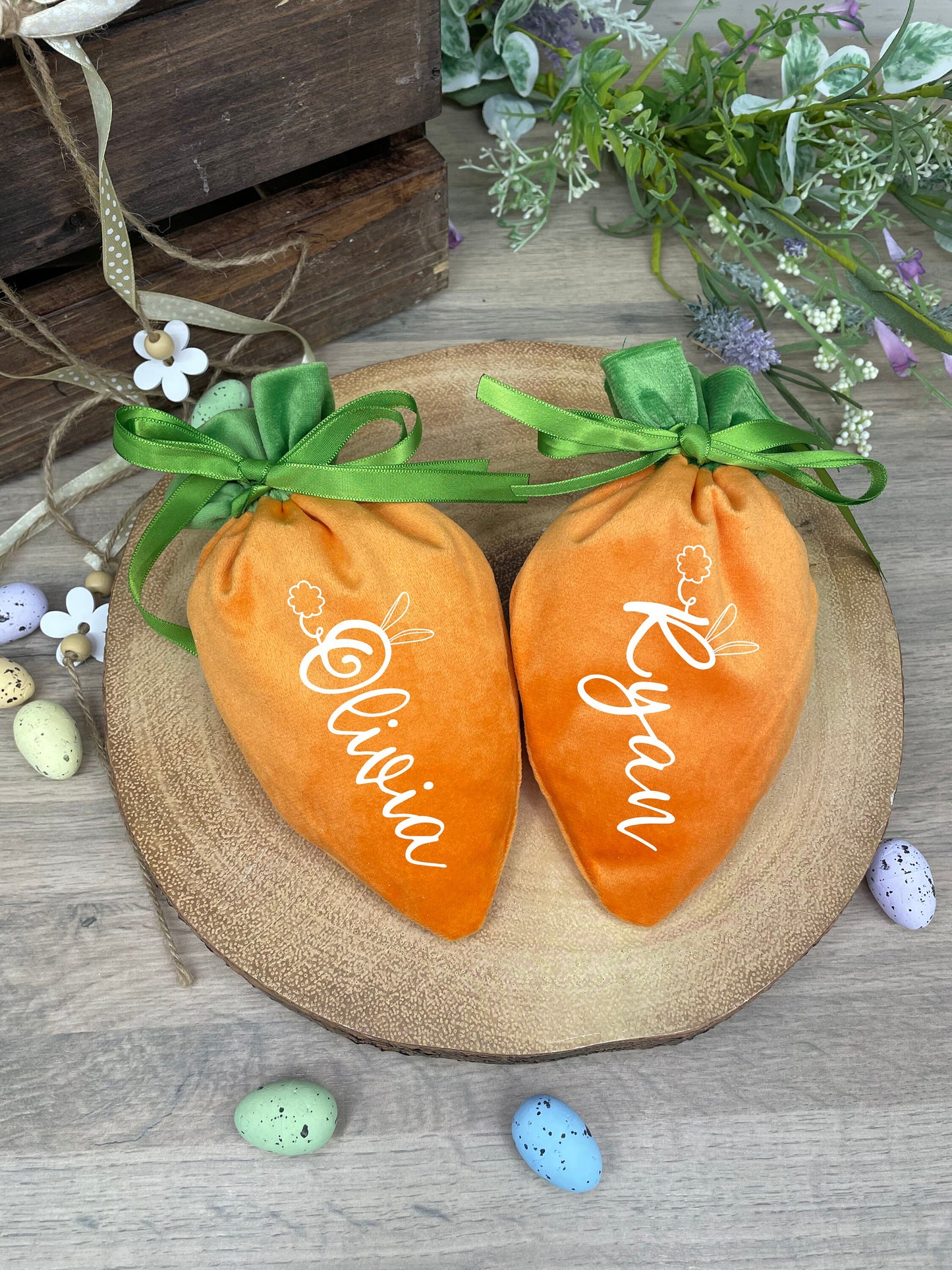 Personalised Velvet Carrot Easter Treat Bag