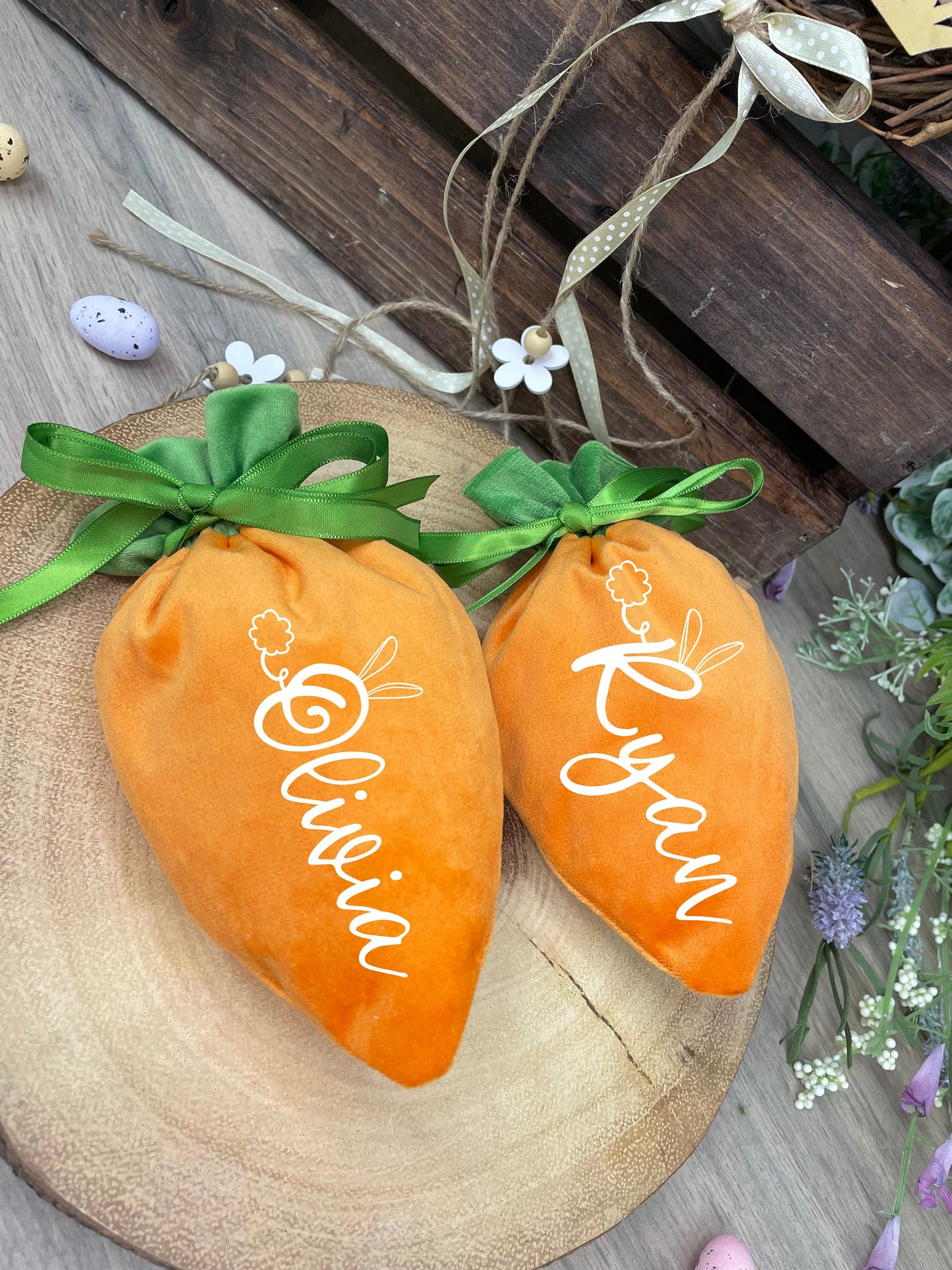 Personalised Velvet Carrot Easter Treat Bag