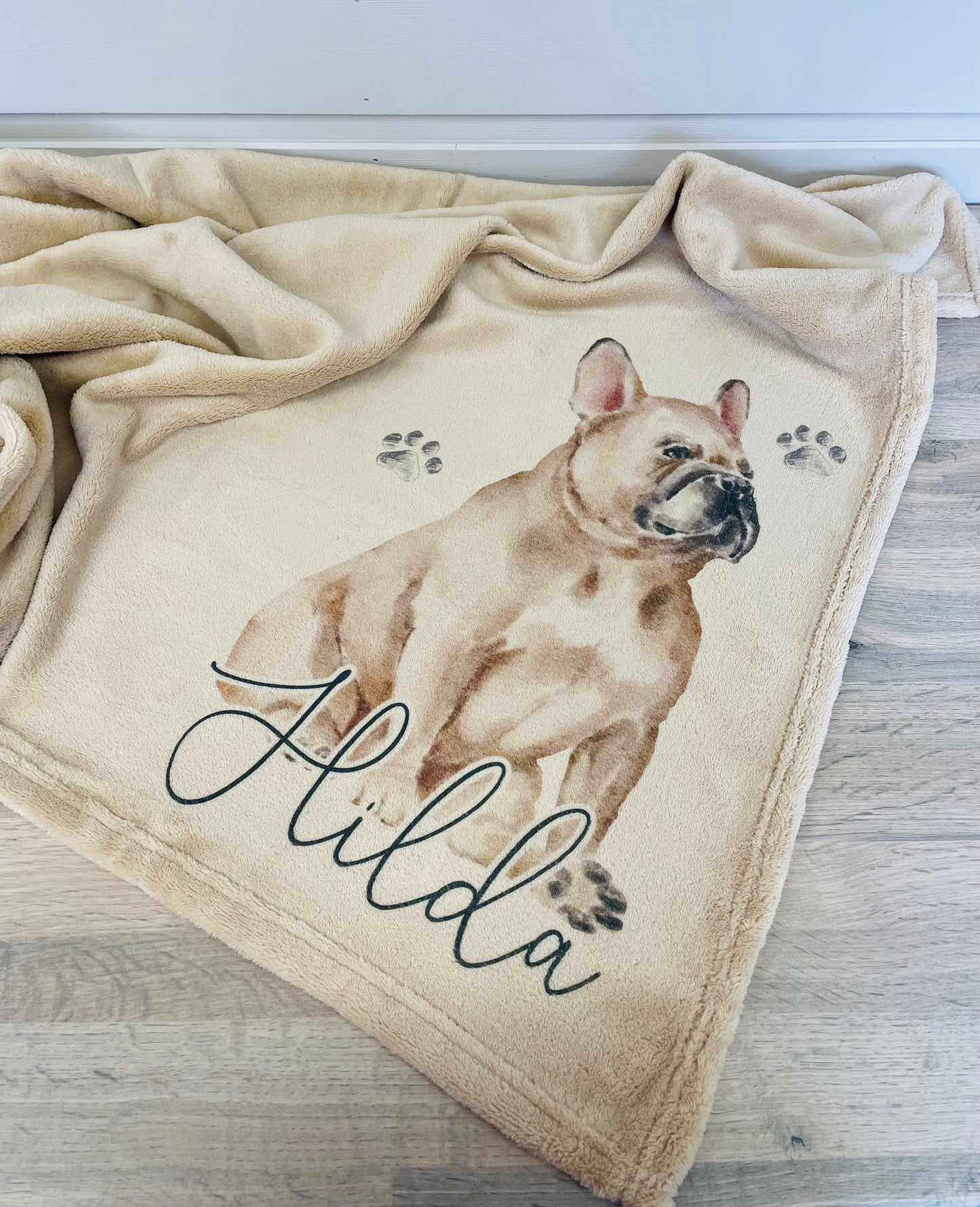 Personalised French Bulldog Fleece Printed Pet Blanket