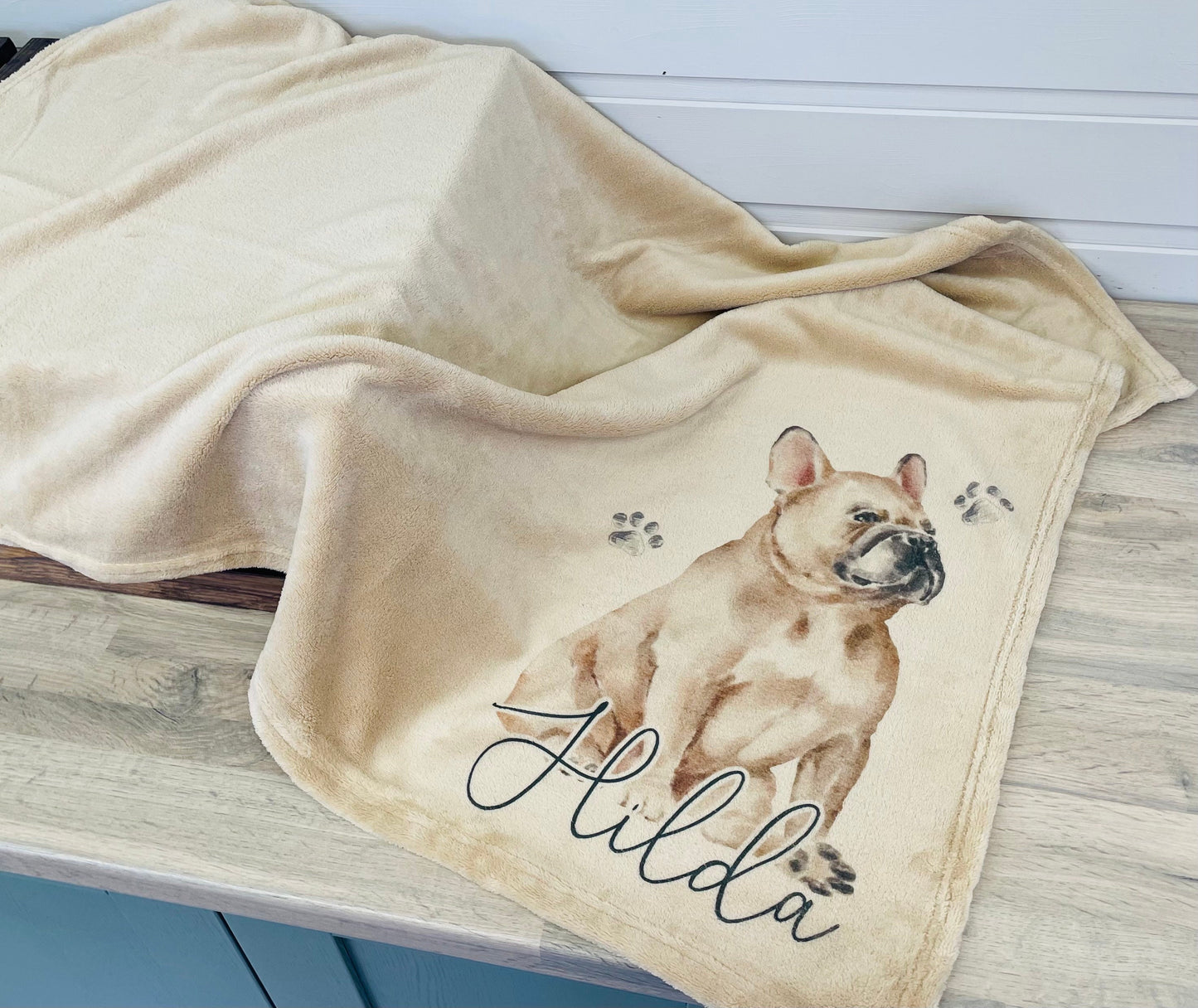 Personalised French Bulldog Fleece Printed Pet Blanket