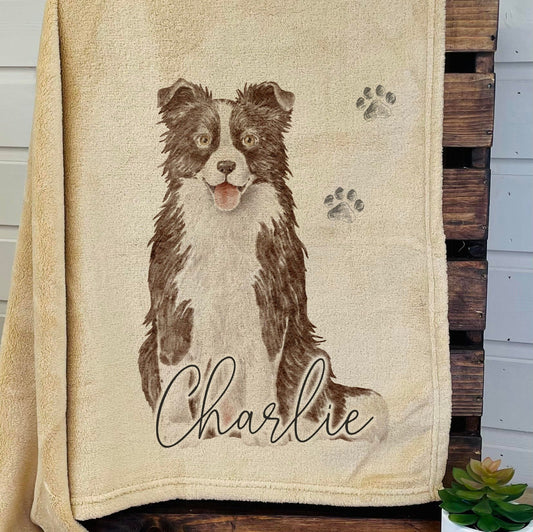 Personalised Border Collie Fleece Printed Pet Blanket