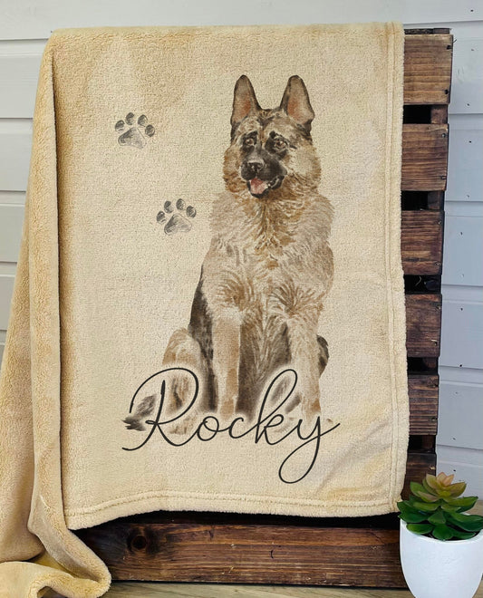 Personalised German Shepherd Fleece Printed Pet Blanket