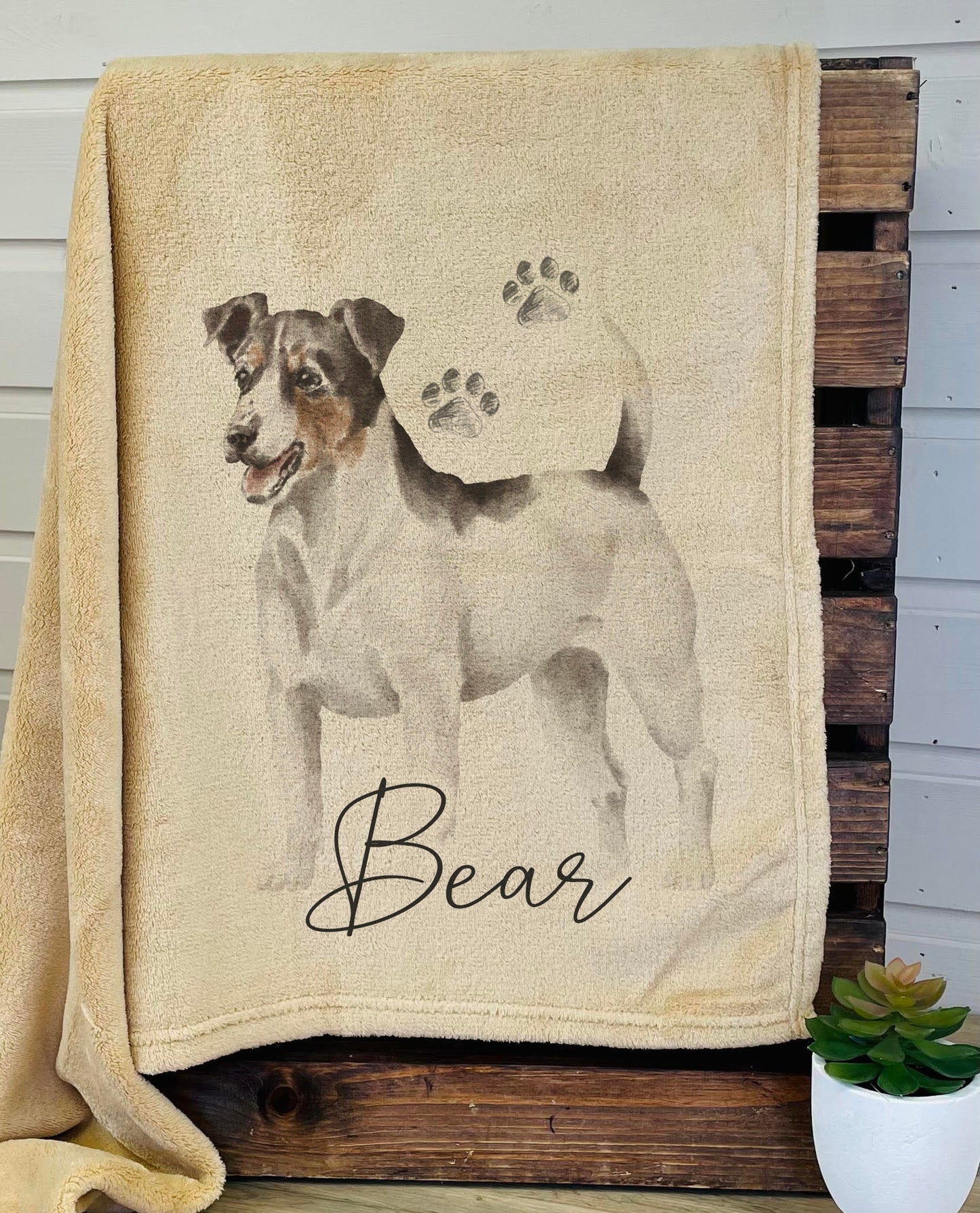 Personalised Jack Russell Fleece Printed Pet Blanket