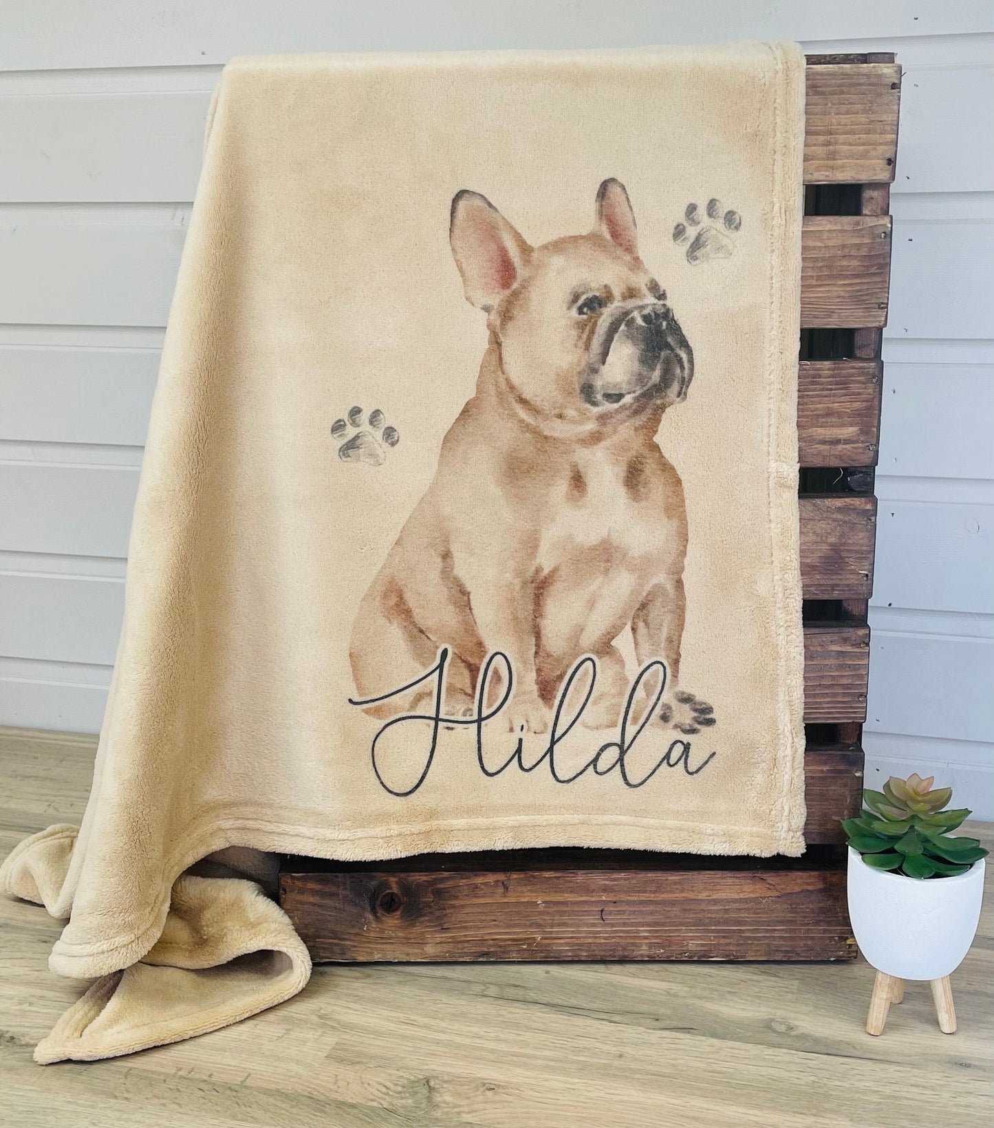 Personalised French Bulldog Fleece Printed Pet Blanket