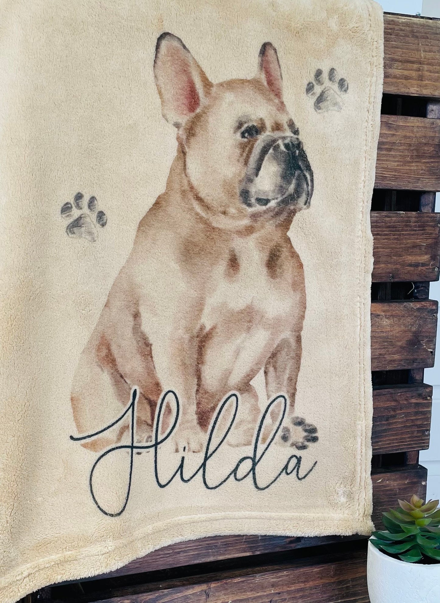 Personalised French Bulldog Fleece Printed Pet Blanket