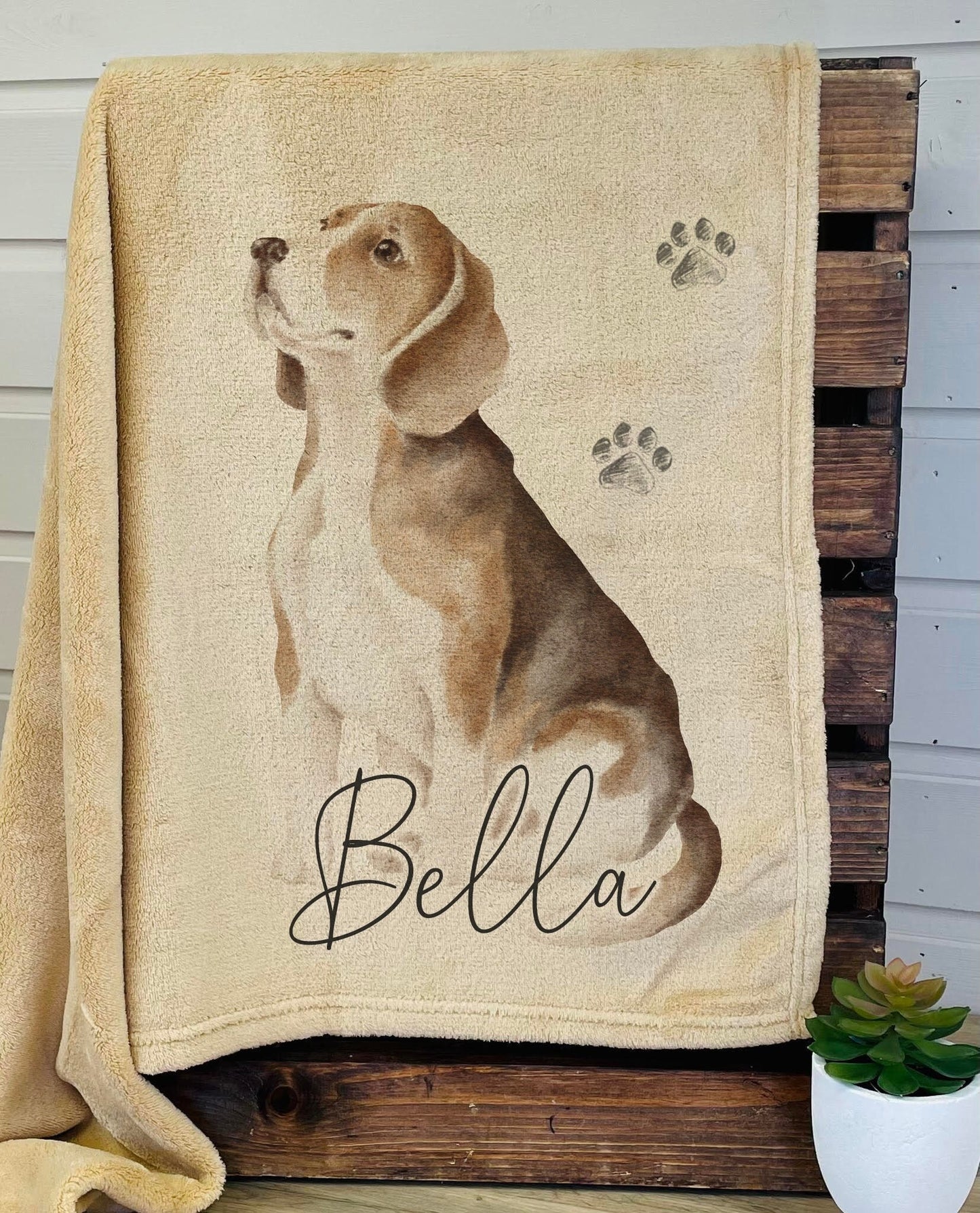 Personalised Beagle Fleece Printed Pet Blanket