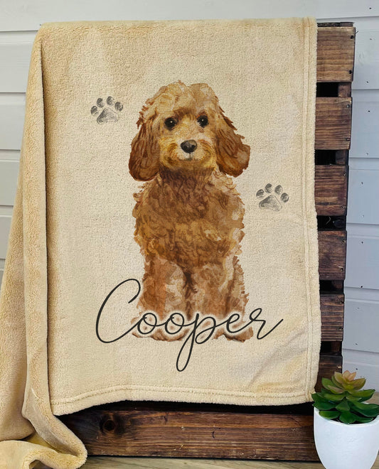 Personalised Cockapoo Fleece Printed Pet Blanket