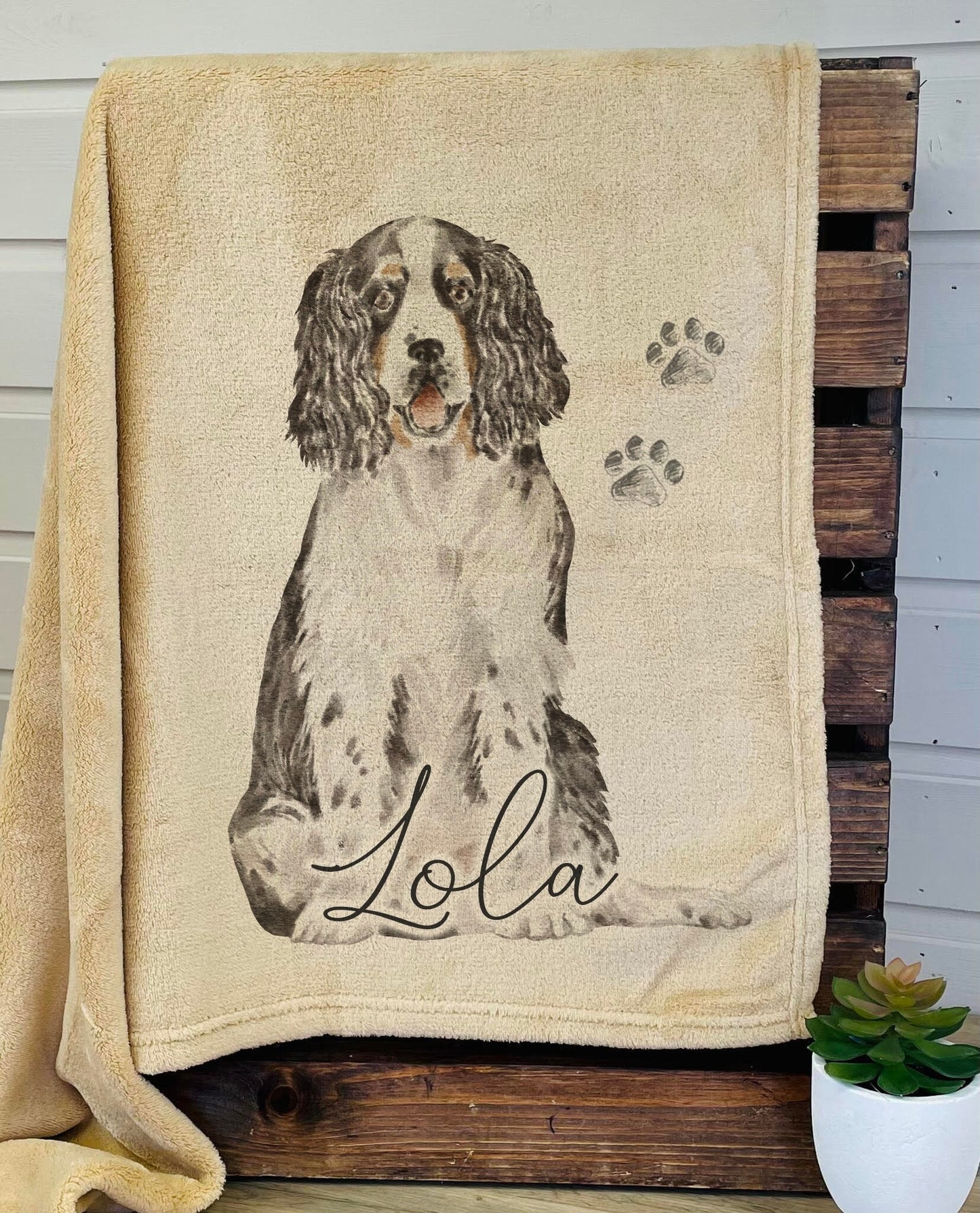 Personalised Springer Spaniel Fleece Printed Pet Blanket