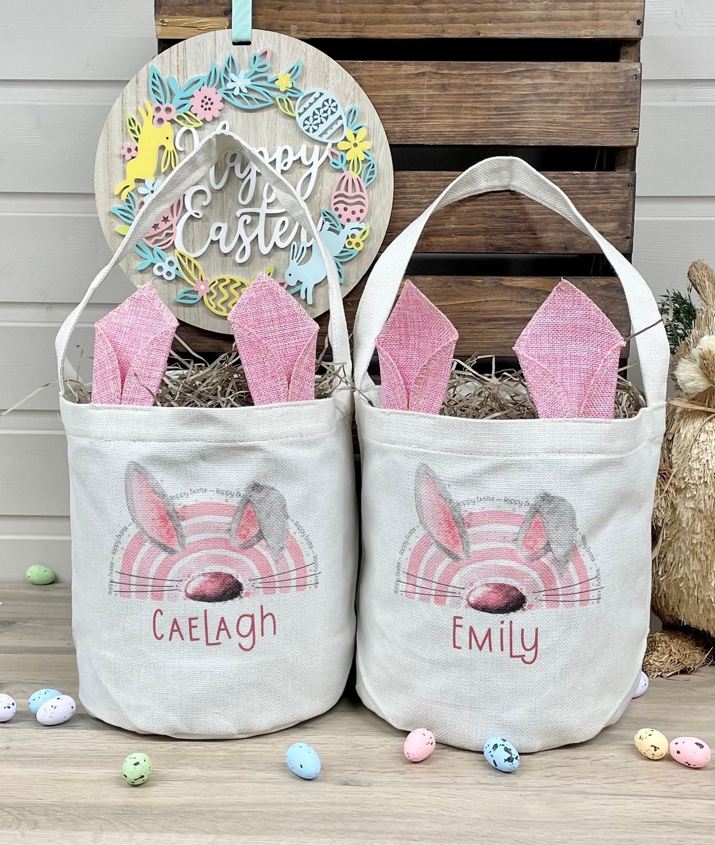 Personalised Linen Bunny Treat Hunt Bag