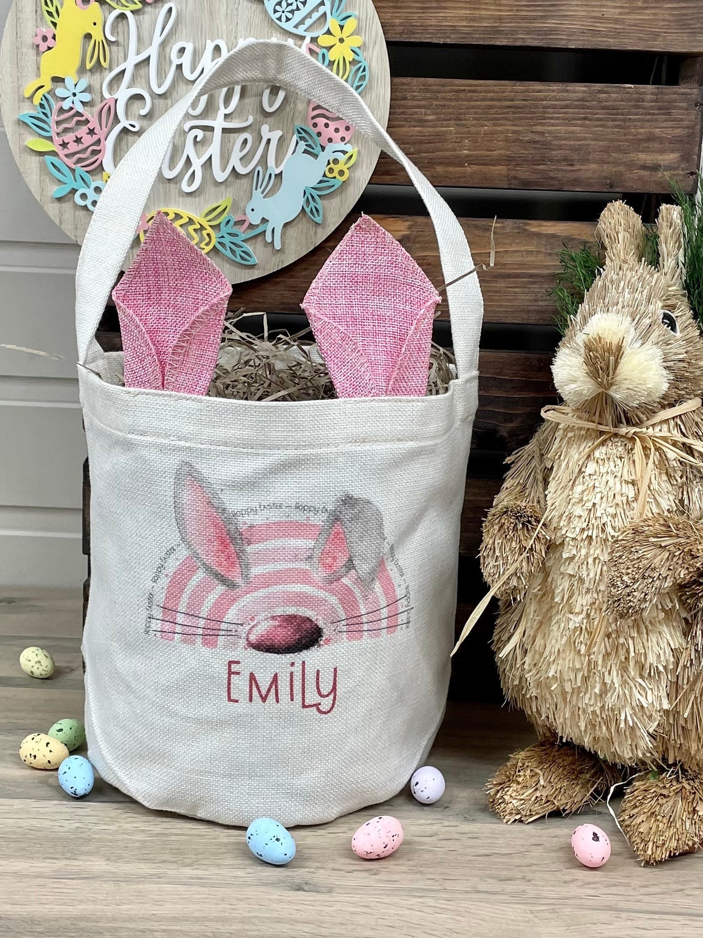 Personalised Linen Bunny Treat Hunt Bag