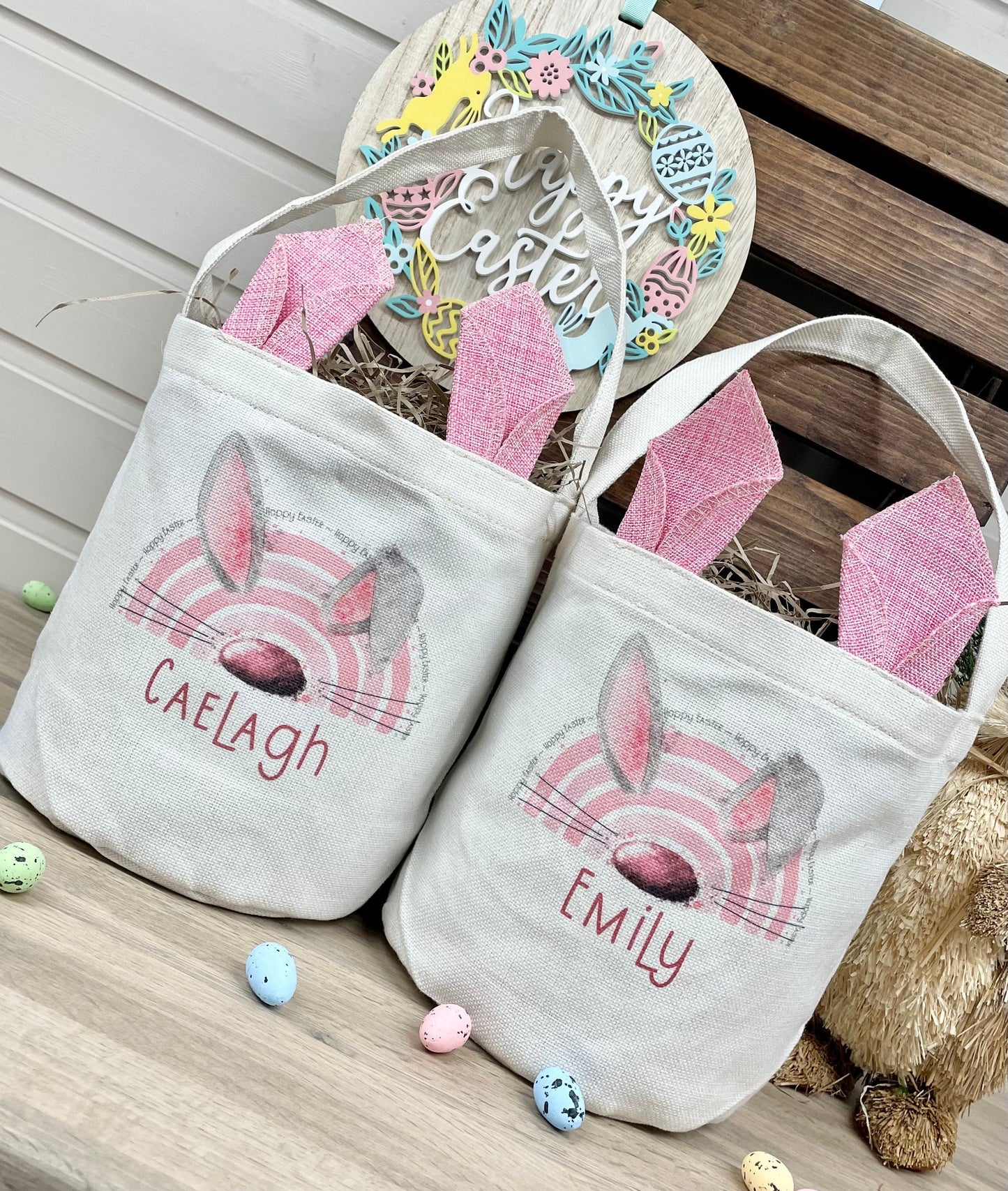 Personalised Linen Bunny Treat Hunt Bag