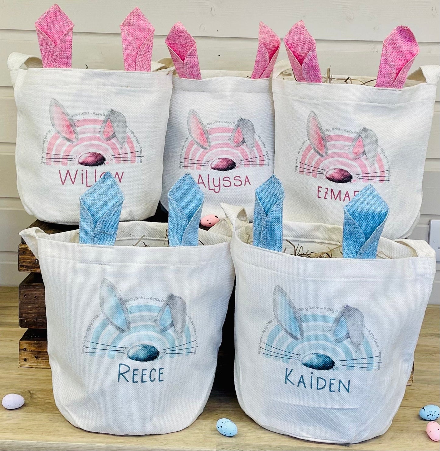 Personalised Linen Bunny Treat Hunt Bag