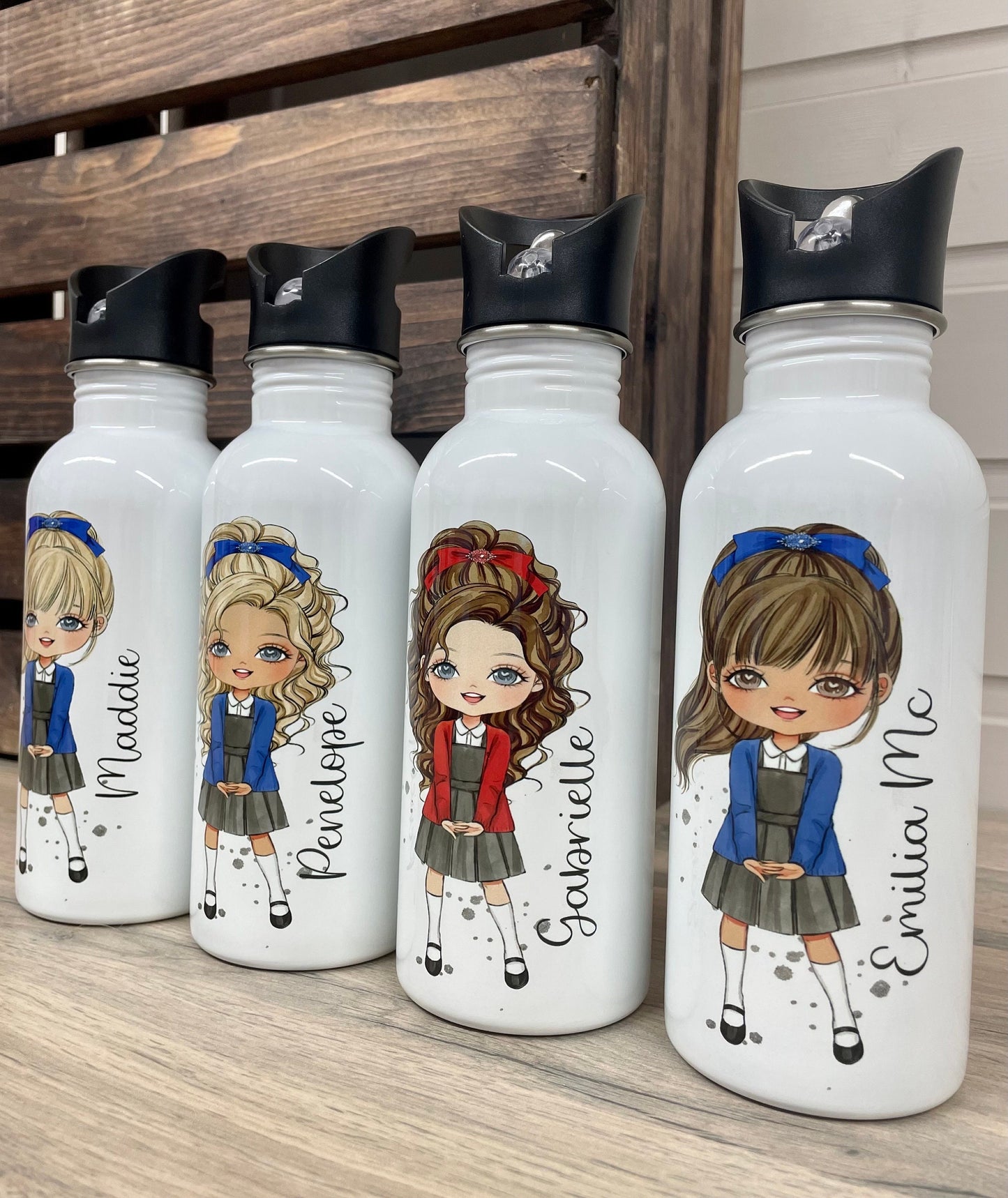 Personalised Custom School Girl Water Bottle