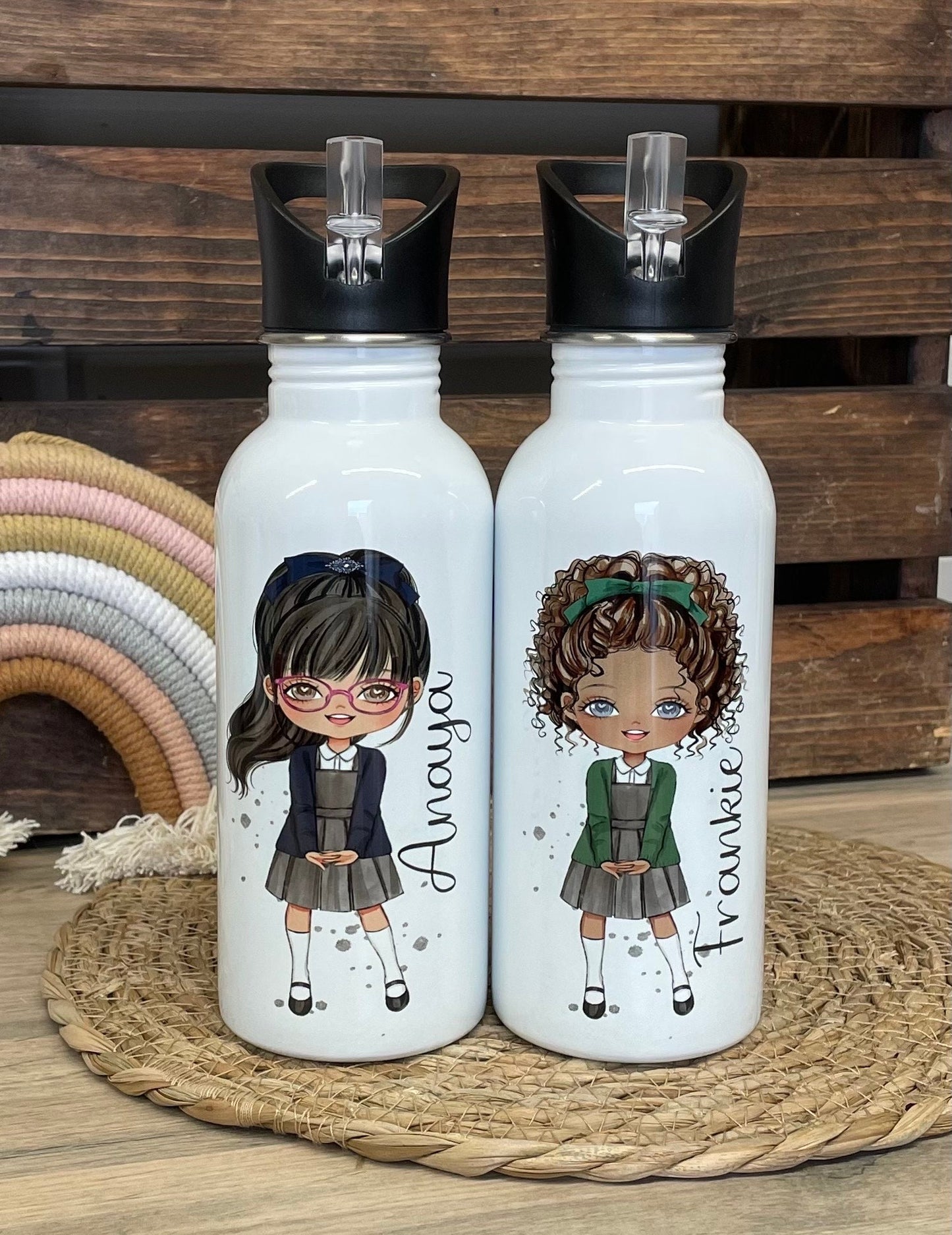 Personalised Custom School Girl Water Bottle