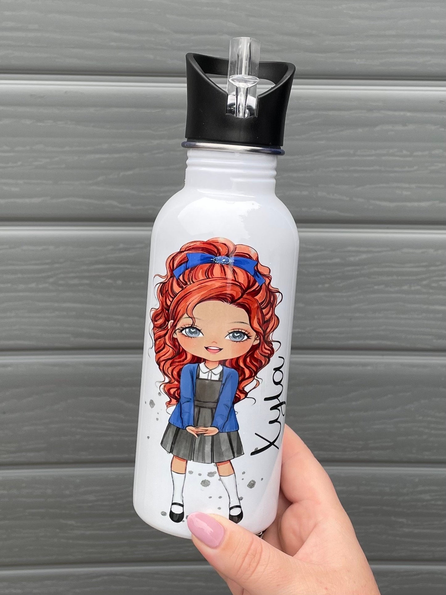 Personalised Custom School Girl Water Bottle