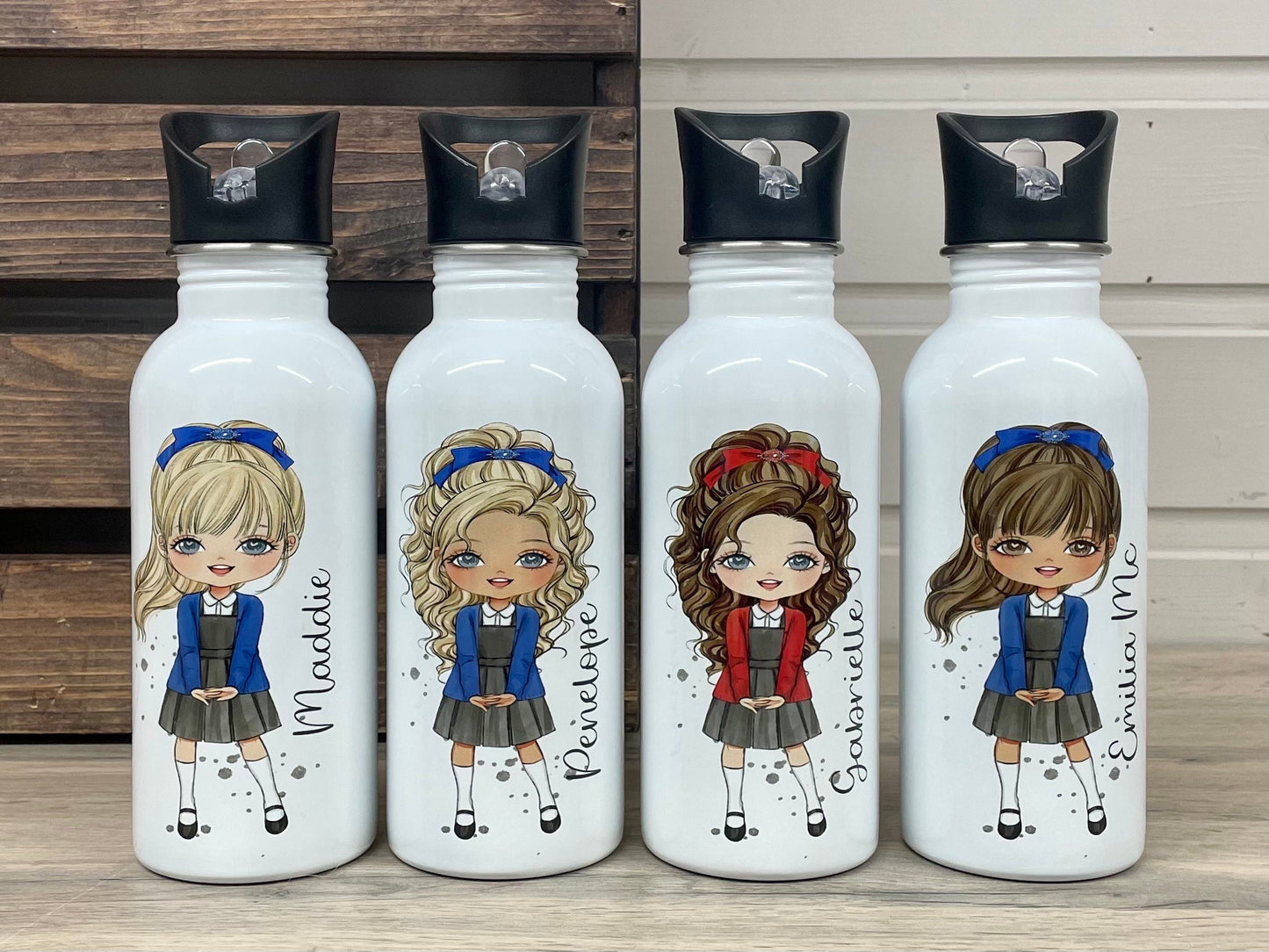 Personalised Custom School Girl Water Bottle