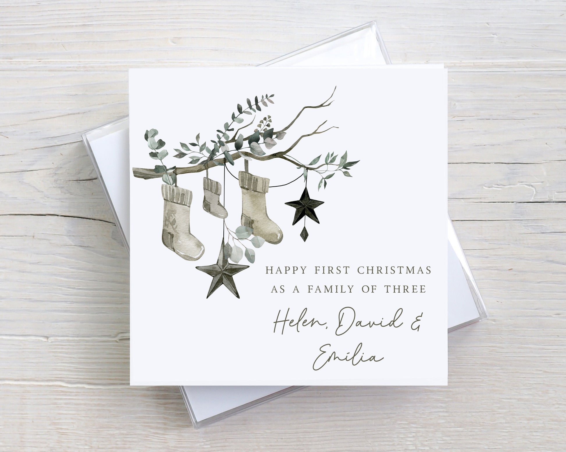 First Christmas as a Family Card | Personalised 1st Christmas as a Family of 3 | First Christmas as Mummy, Daddy and Baby Personalised Card