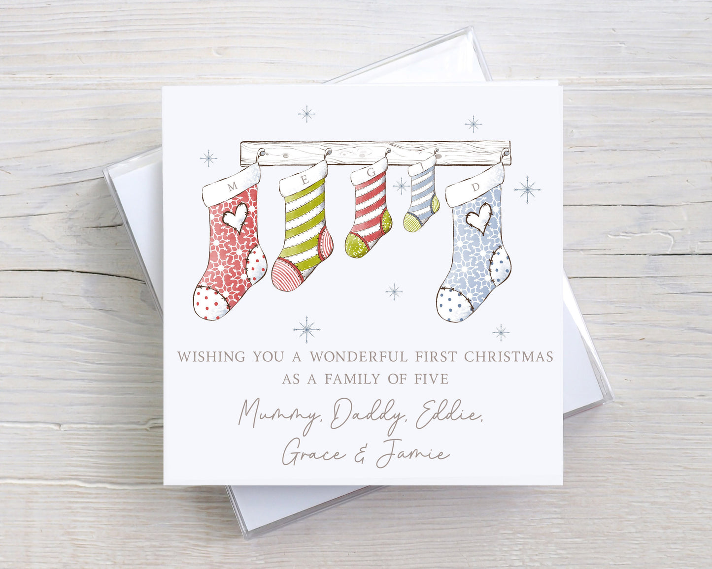 Personalised 1st Christmas as a Family Card, First Christmas as a Family of 3, 4 or 5 Card, First Christmas as Mummy, Daddy and Baby Card