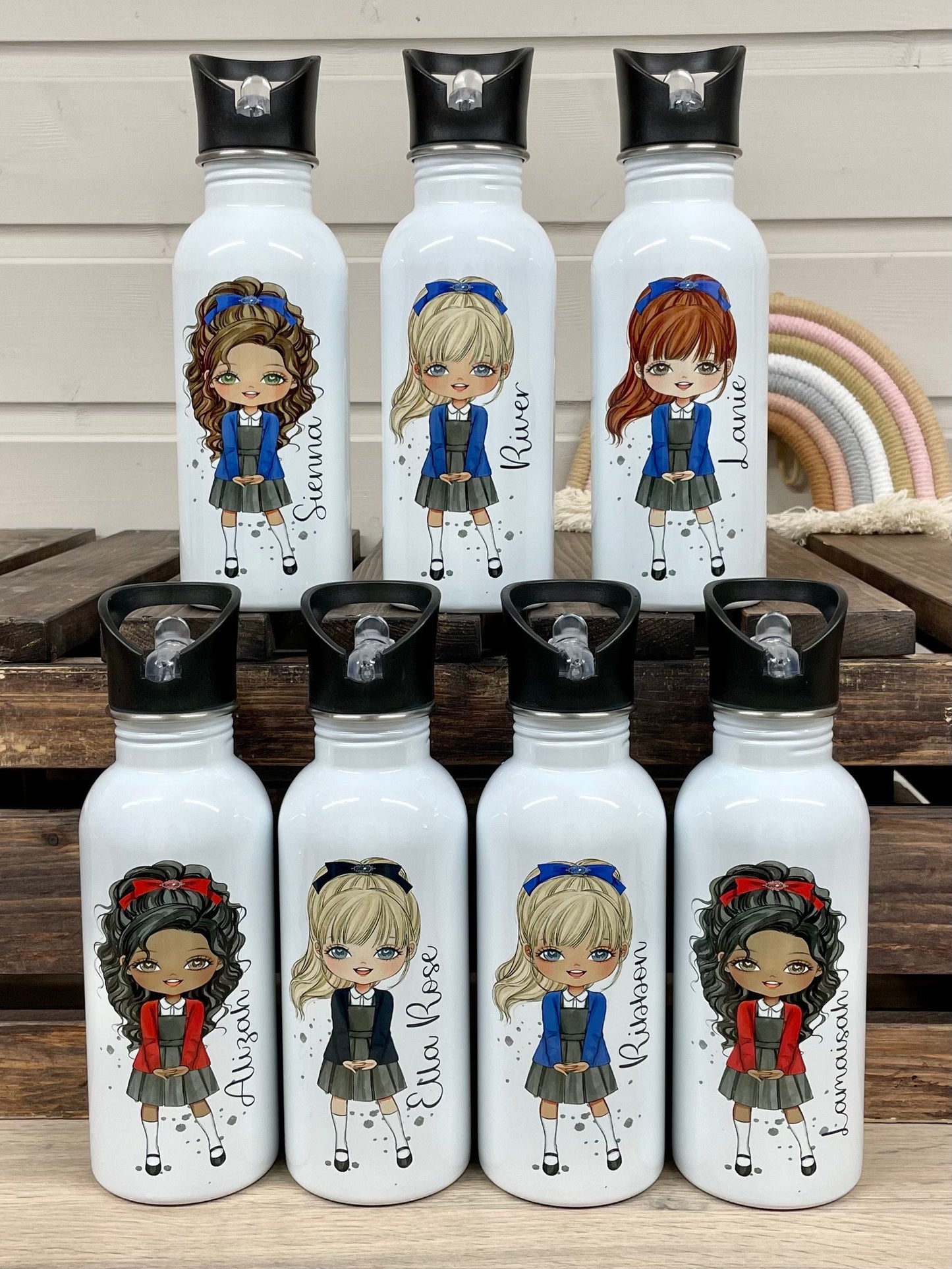 Personalised Custom School Girl Water Bottle