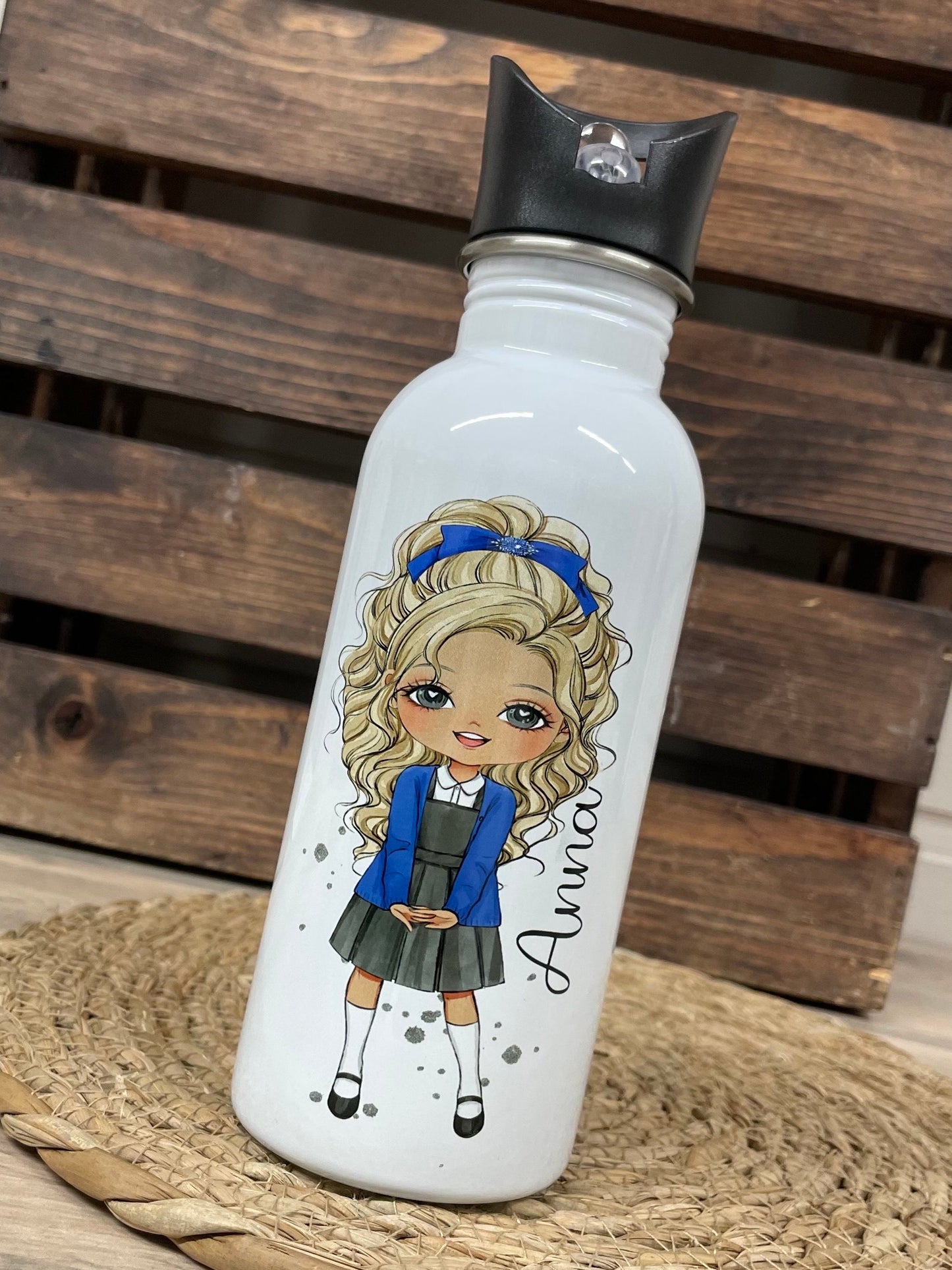 Personalised Custom School Girl Water Bottle