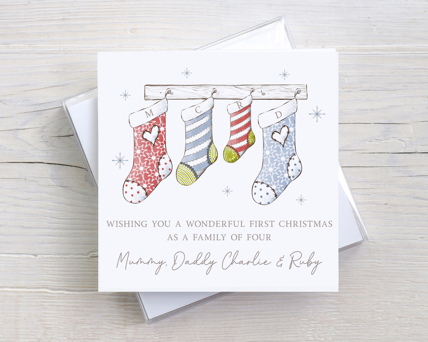 Personalised 1st Christmas as a Family Card, First Christmas as a Family of 3, 4 or 5 Card, First Christmas as Mummy, Daddy and Baby Card