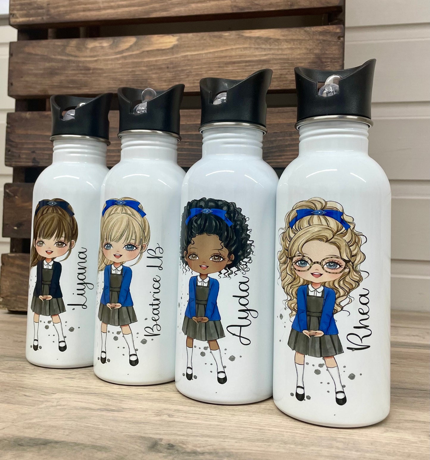 Personalised Custom School Girl Water Bottle