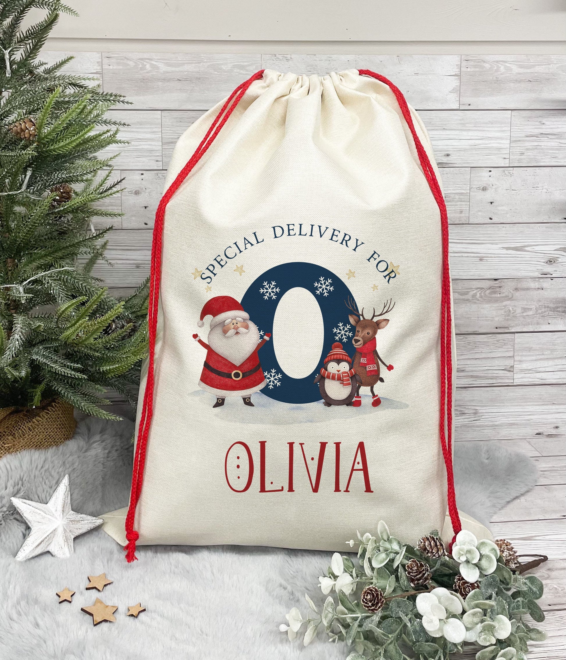 Personalised Santa Sack, Christmas Sack, Christmas Present Sack for Boys & Girls, Christmas Toy Sack with Initial and Name, Xmas Gift Bag