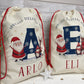 Personalised Santa Sack, Christmas Sack, Christmas Present Sack for Boys & Girls, Christmas Toy Sack with Initial and Name, Xmas Gift Bag
