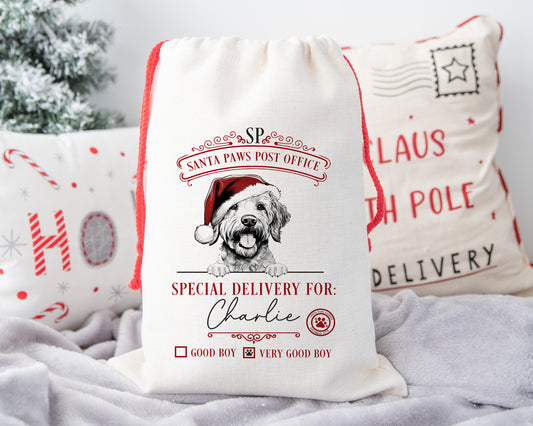 Personalised Christmas Santa Sack for Dog, Christmas Treats Sack for Dog, Christmas Stocking, Custom Dog Xmas Sack, Different Dog Breeds