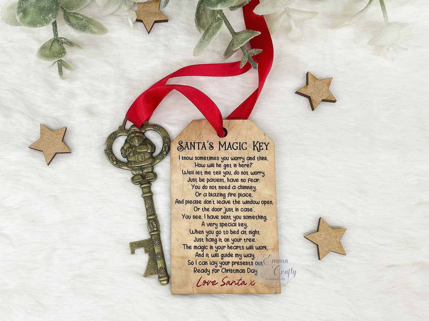 Santa's Magical Key, Personalised Magic Key for Father Christmas, Christmas Eve Box & Stocking Filler, No Chimney Key, Xmas Keepsake