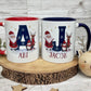 Personalised Christmas Mug, Red or Navy Santa & Reindeer Mug, Christmas Movie Mug, Hot Chocolate Mug, Christmas Eve Box, Stocking Filler