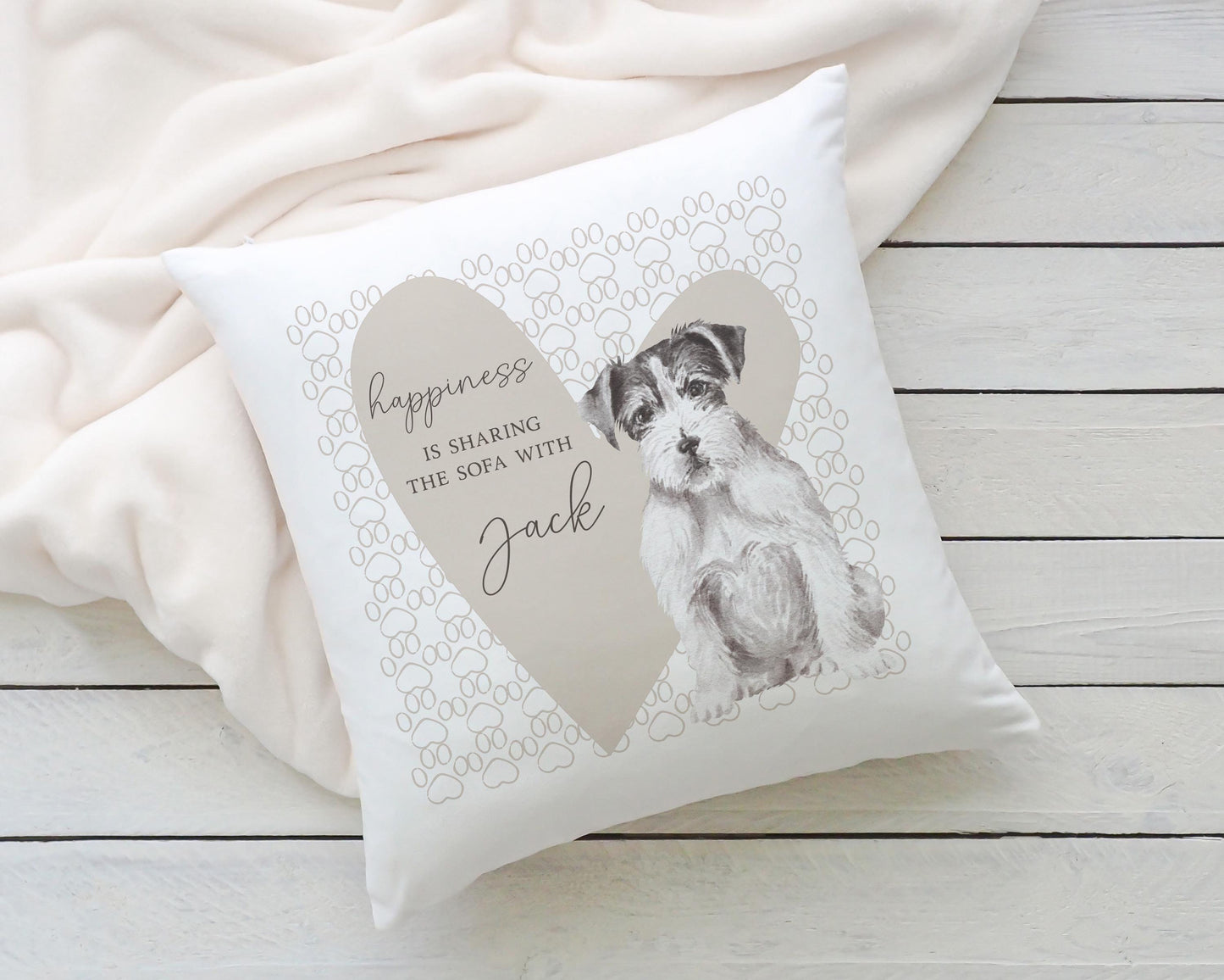 Personalised Sharing the Sofa with Jack Russell Cushion